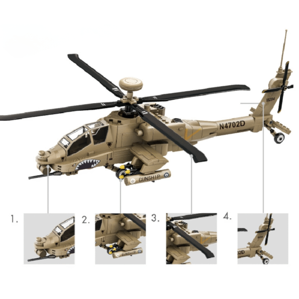 Klocki Wange 4007 – Śmigłowiec AH-64 Apache, 257 elementów - obrazek 6