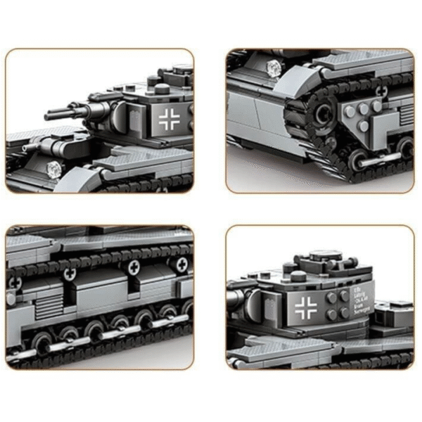 Klocki Wange 4515 – Czołg ciężki Neubaufahrzeug (NBFZ Heavy Tank), 673 elementy - obrazek 3