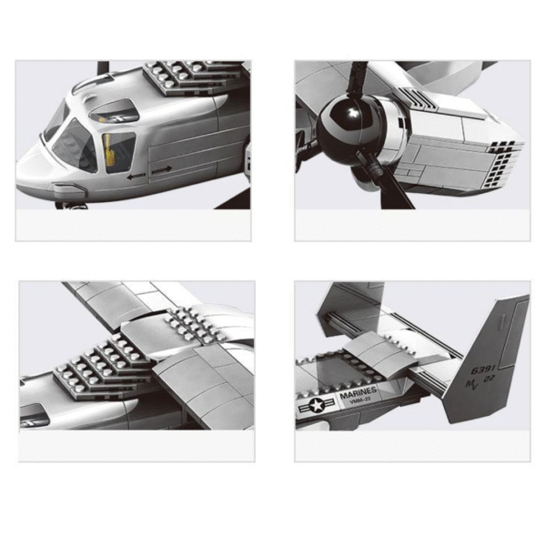 Klocki Wange 5006 – Samolot pionowego startu V-22 Osprey (Tiltrotor Aircraft), 400 elementów - obrazek 4