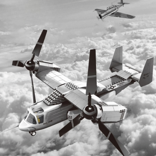 Klocki Wange 5006 – Samolot pionowego startu V-22 Osprey (Tiltrotor Aircraft), 400 elementów - obrazek 5