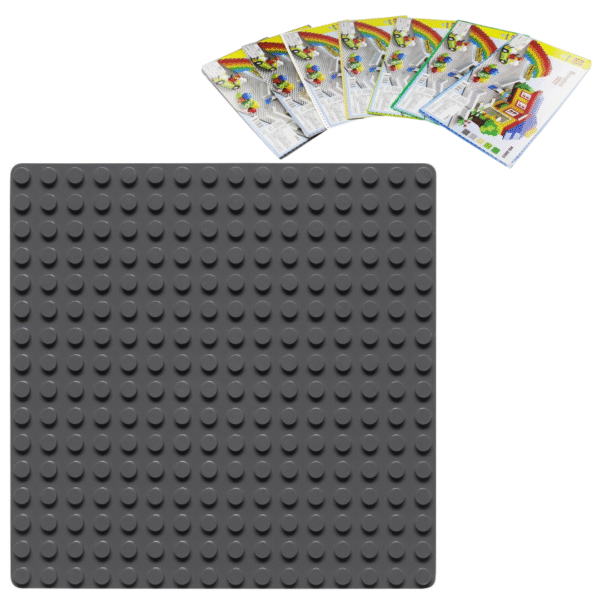 Klocki Wange 8802 Płytka konstrukcyjna – 16x16 wypustek, kolor ciemnoszary (Dark Grey)